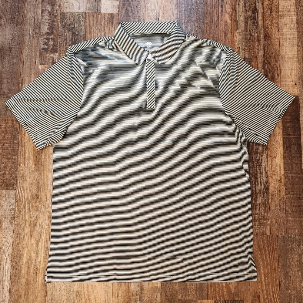 MoFiz Striped Short Sleeve Moisture Wicking Polo